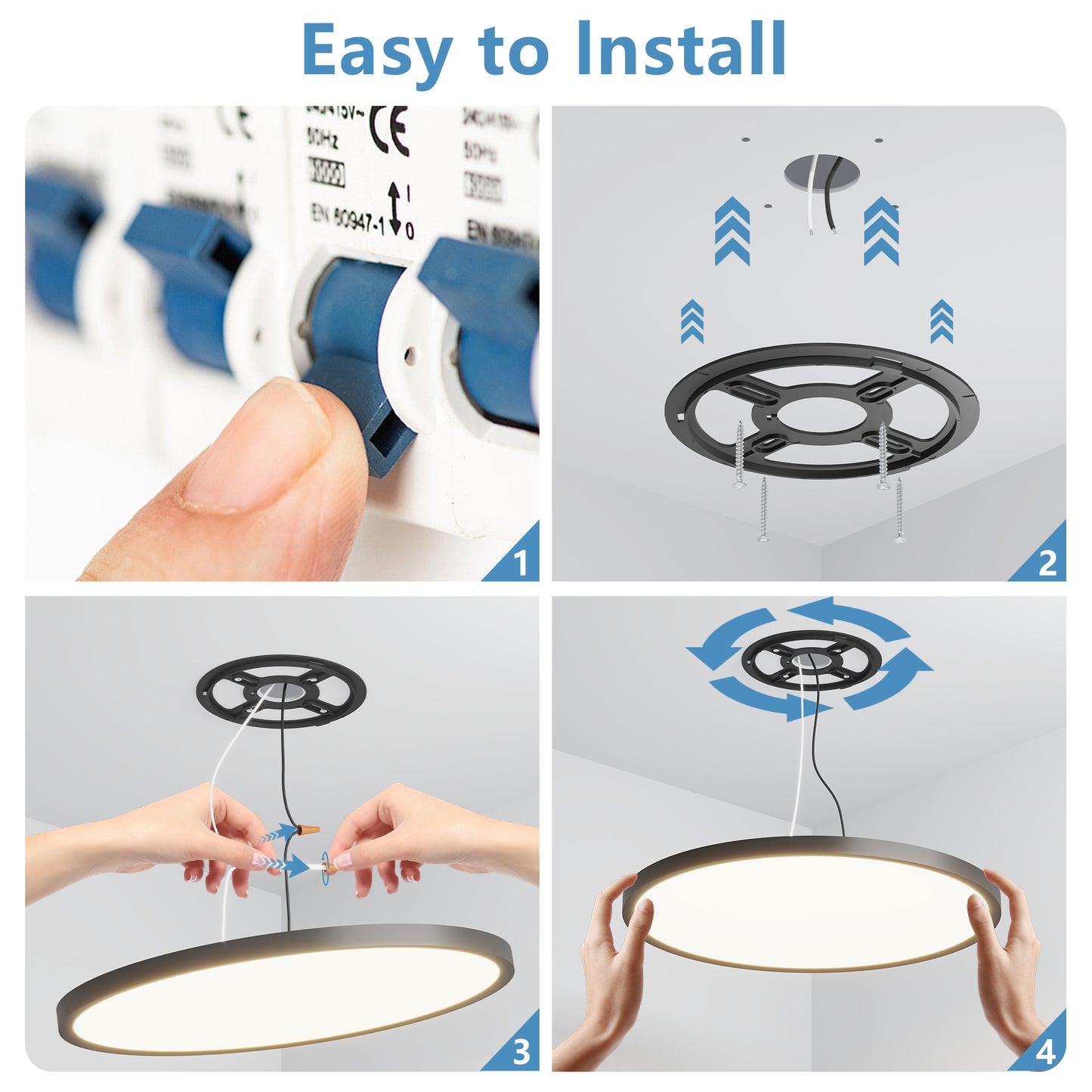 12-Inch Dimmable LED Flush Mount Ceiling Light - 6 Pack