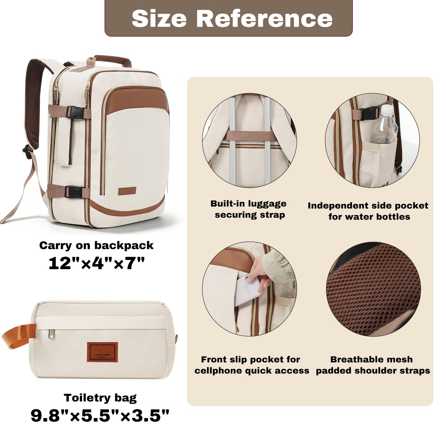 20-Inch Checked Luggage Set with Travel Duffel & Toiletry Bag - Ivory