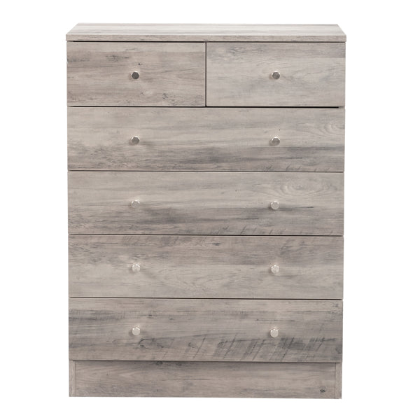5-Drawer Chest with Matte Gold Handles - Gray Particle Board