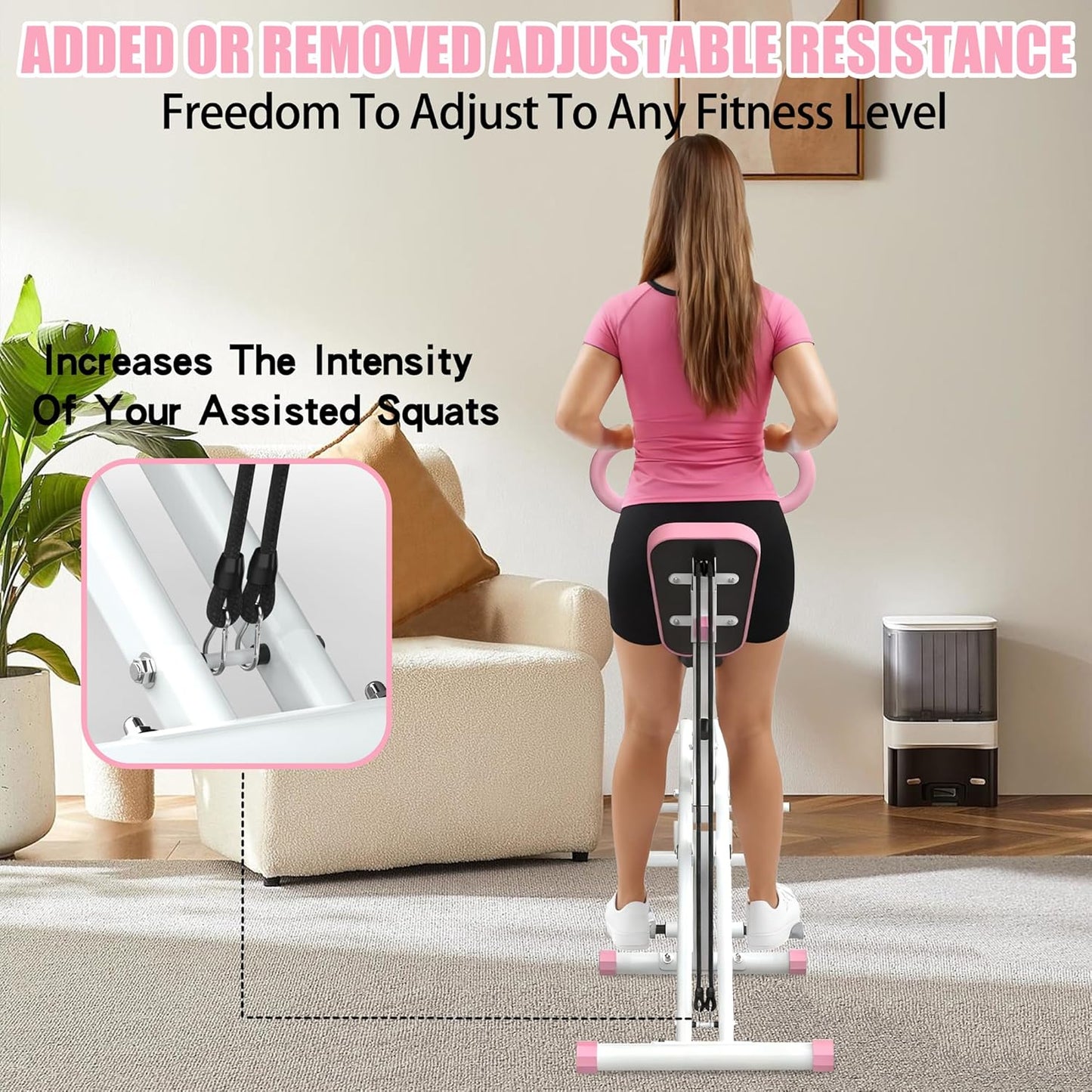Foldable Squat Machine for Home - Glutes Workout Trainer - Pink