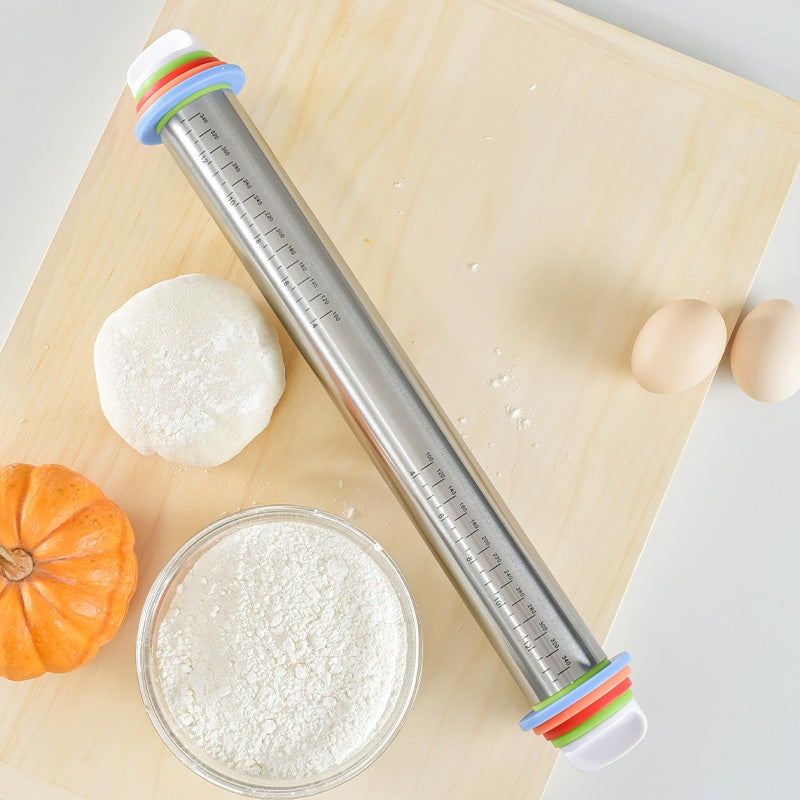 Stainless Steel Adjustable Thickness Rolling Pin for Kitchen Baking