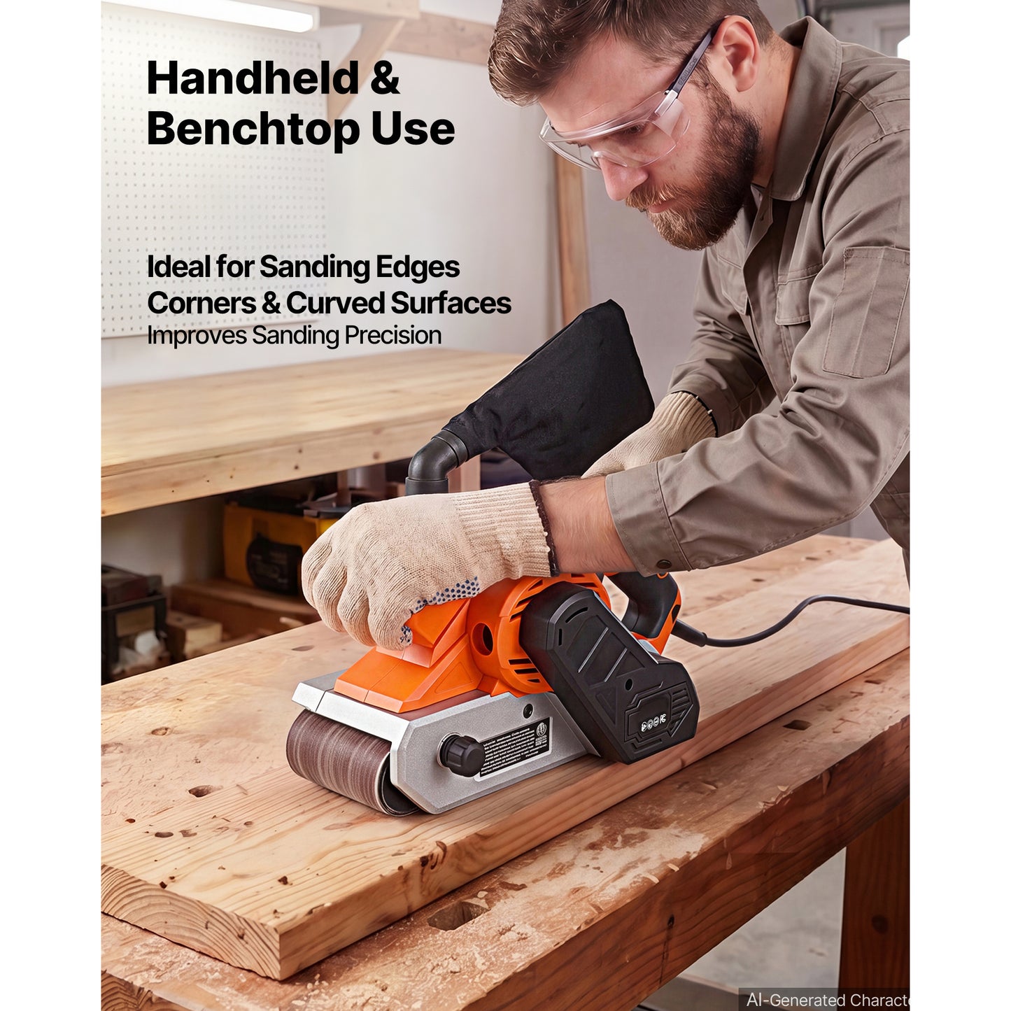 11.5A Belt Sander 4x24 Inch Woodworking Sanding Machine with 6 Variable Speeds