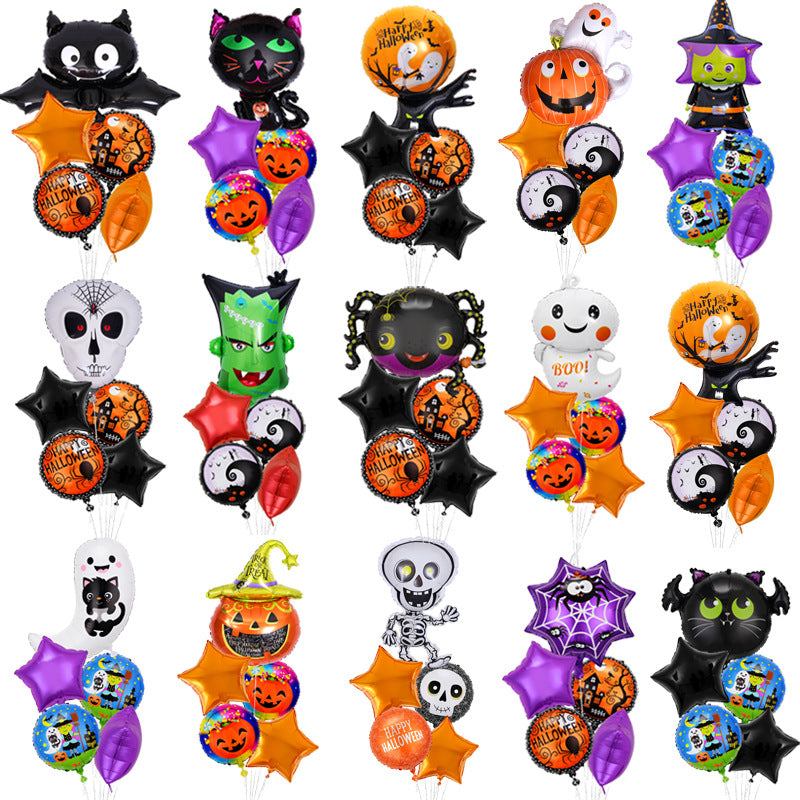 Halloween Themed Aluminum Film Balloons - 5-Piece Set for Parties & Decorations