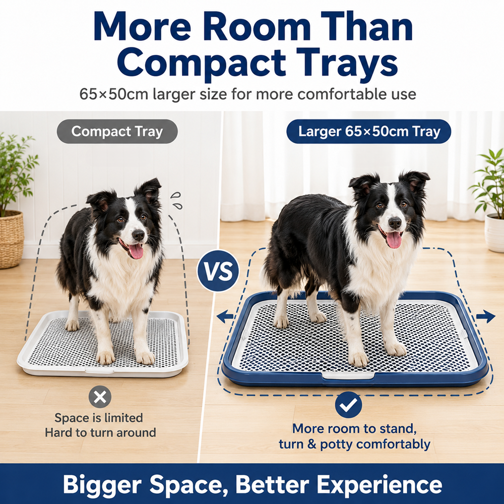 Indoor Dog Potty Tray with Removable Mesh Grid Leak-Proof Puppy Training Toilet