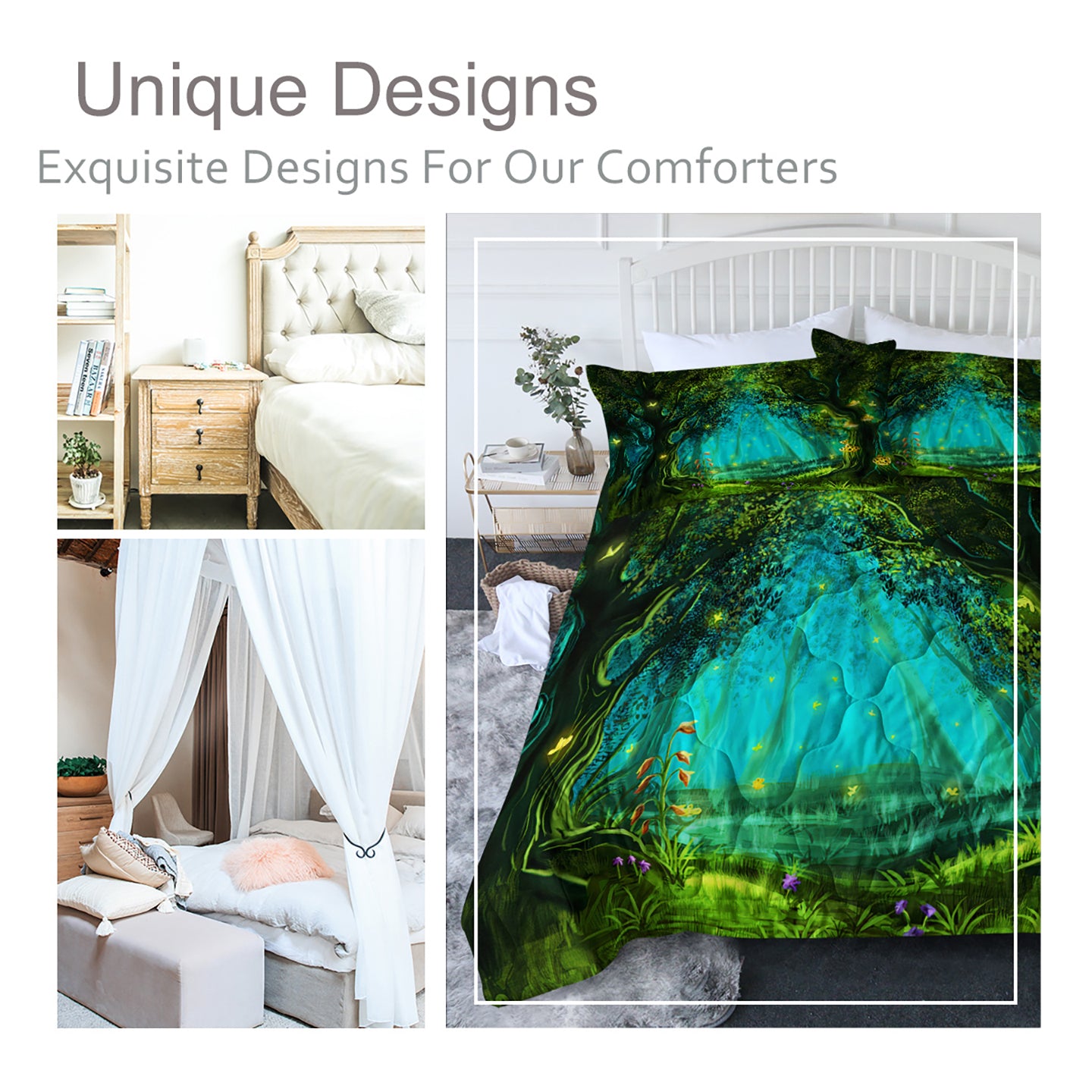 Green Comforter Set - 3-Piece Bedding Set with Shams
