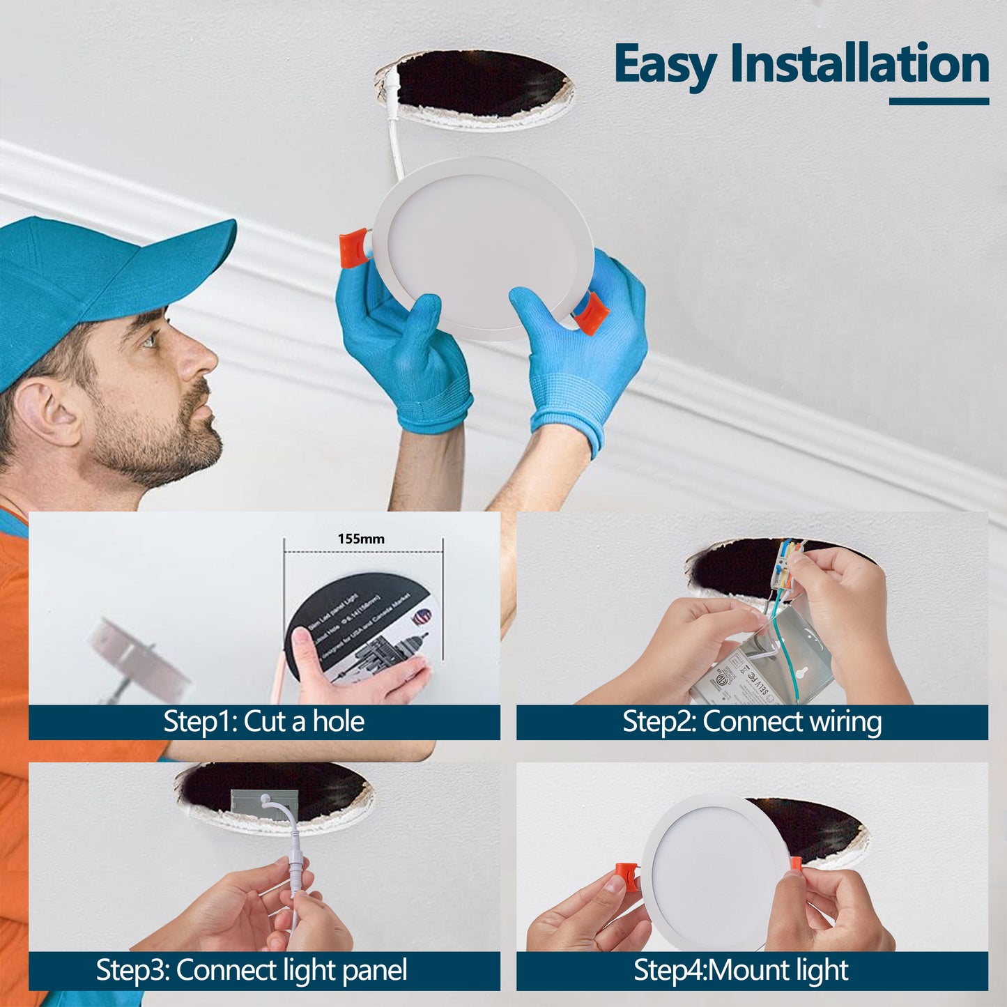 6 Inch LED Recessed Ceiling Lights 12-Pack Dimmable Canless Downlights 2700K-5000K
