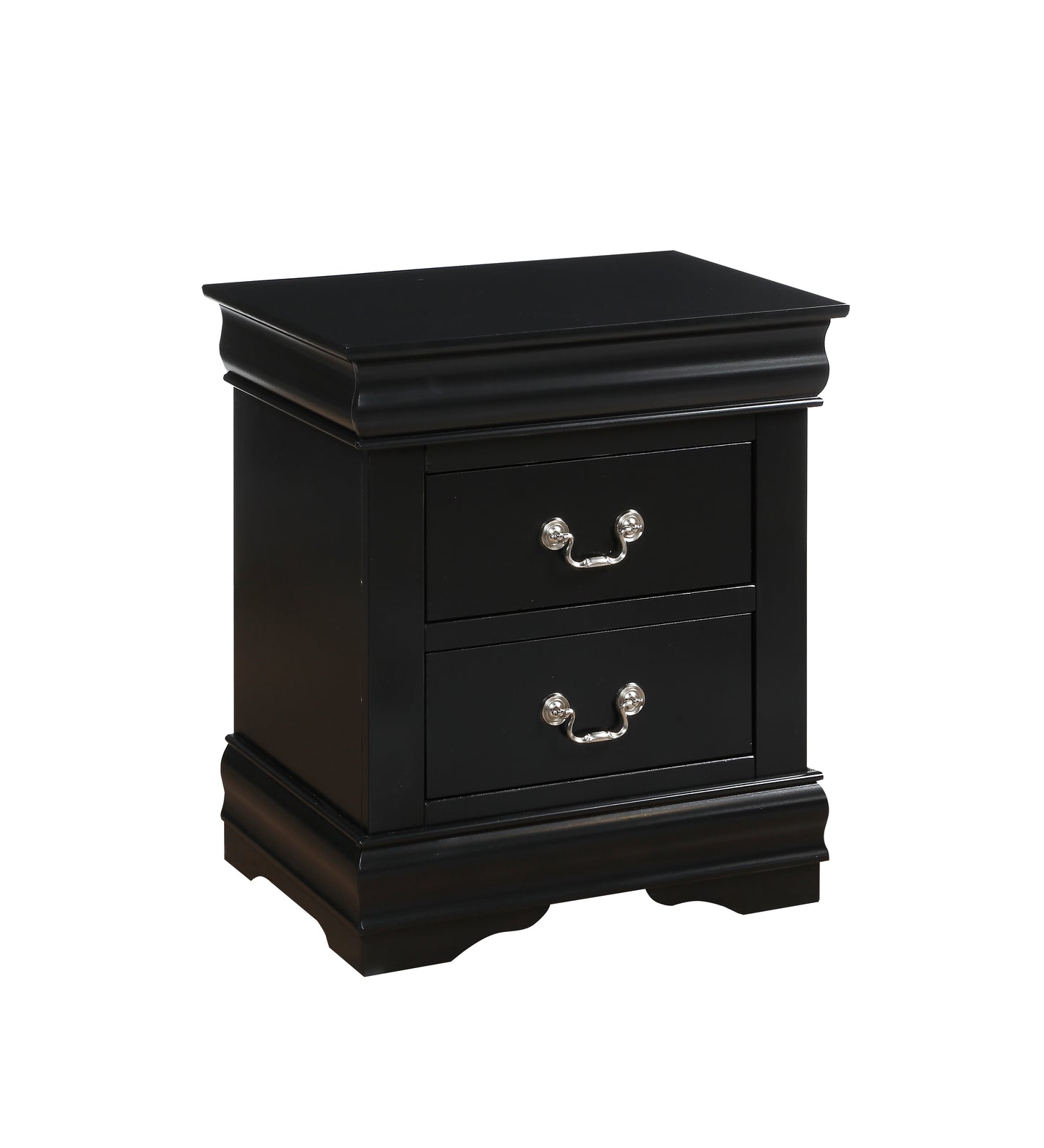 Black Finish Nightstand with Two Storage Drawers
