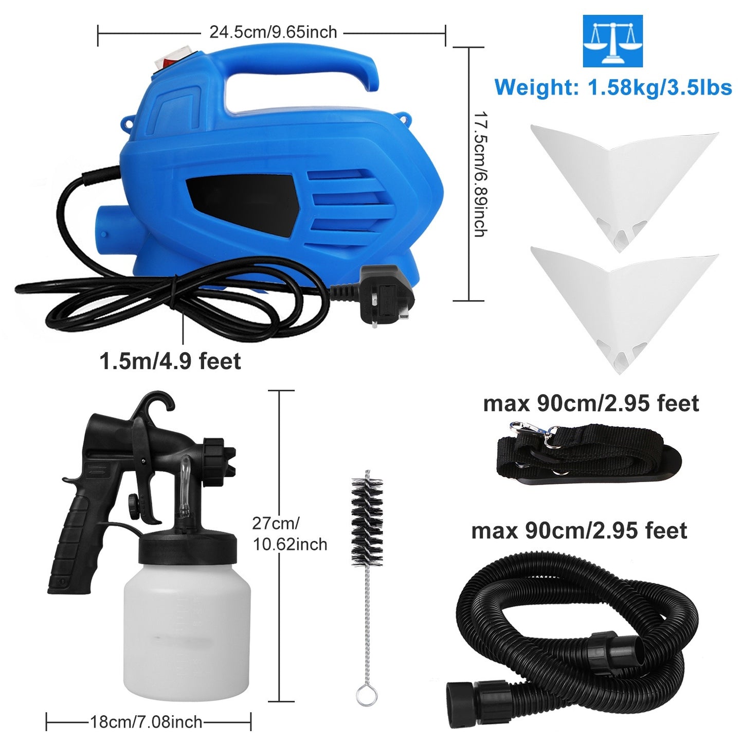 800ML HVLP Paint Sprayer with 3 Modes & Removable Container - Garden Tools