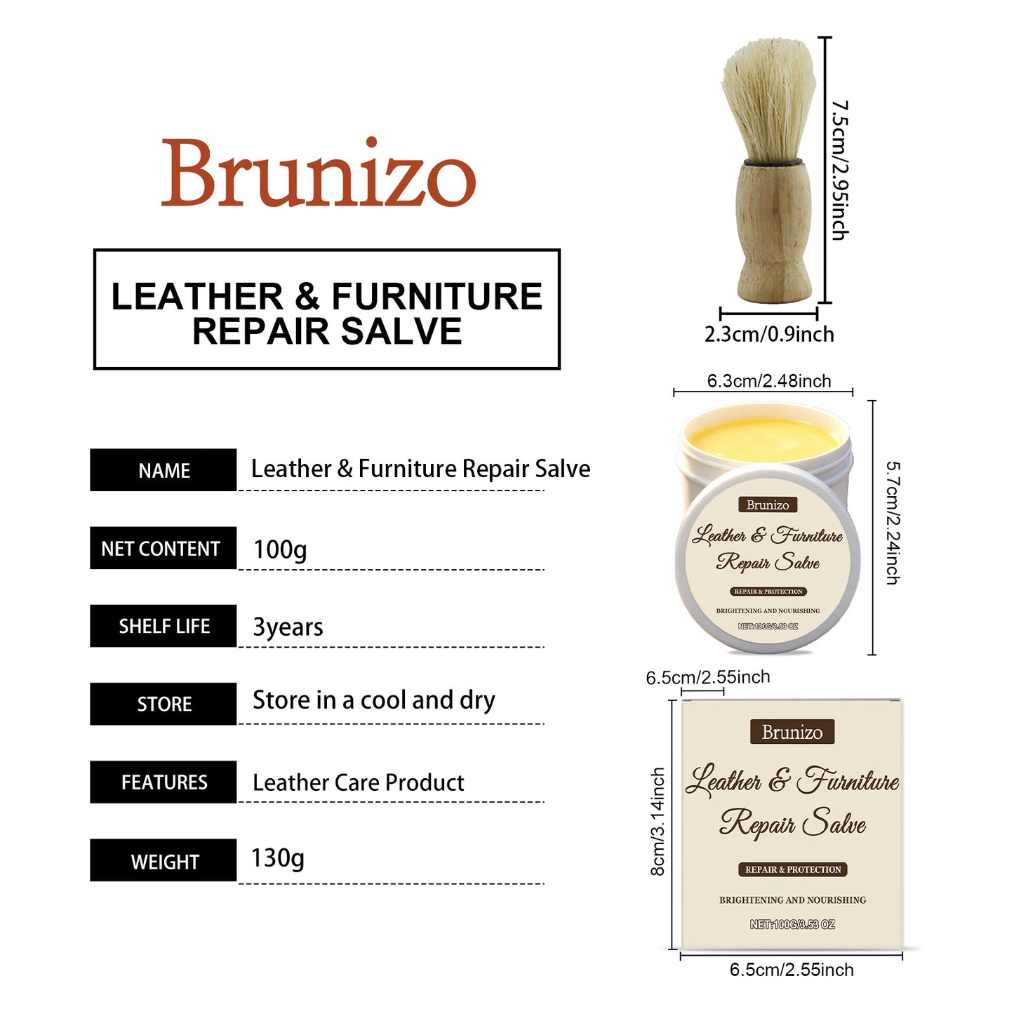 Leather Care Cream 100g with Brush - Shoe & Leather Maintenance Kit