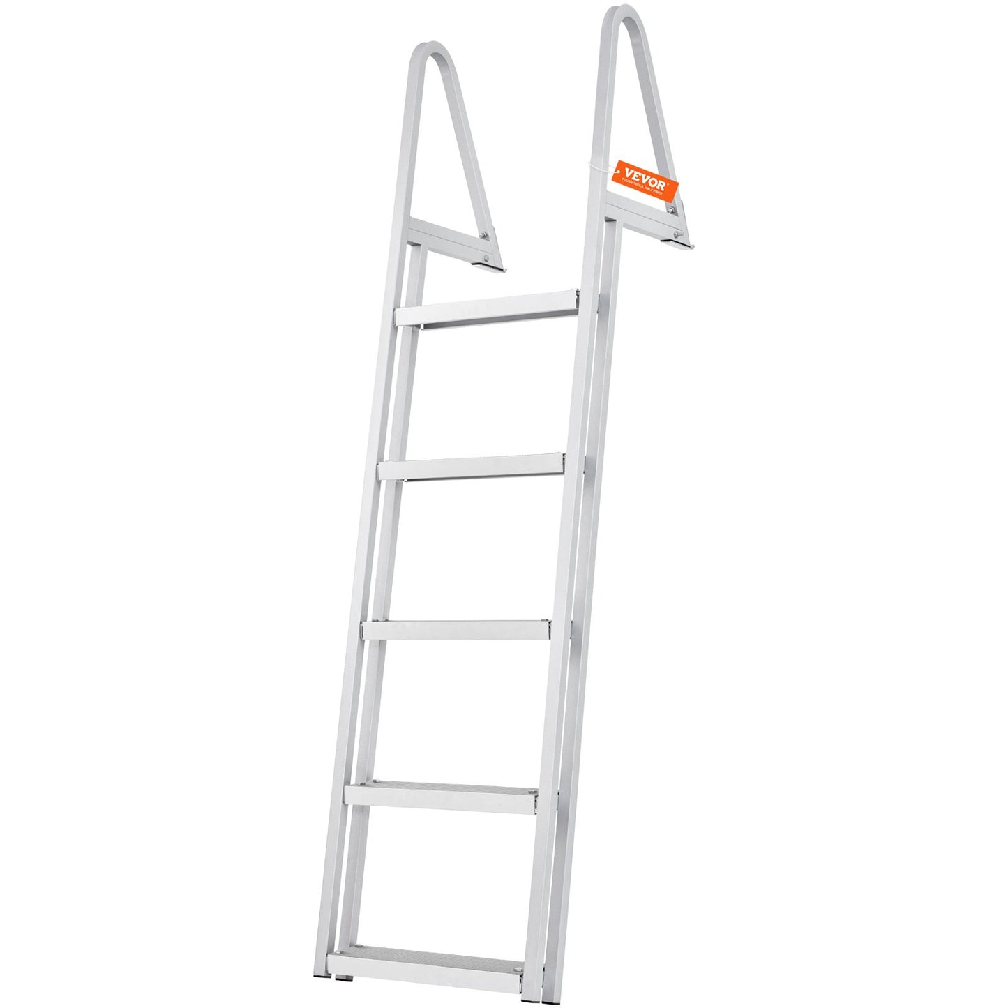 Removable Aluminum Dock Ladder with 5 NonSlip Steps - 350 Lb Capacity, Silver