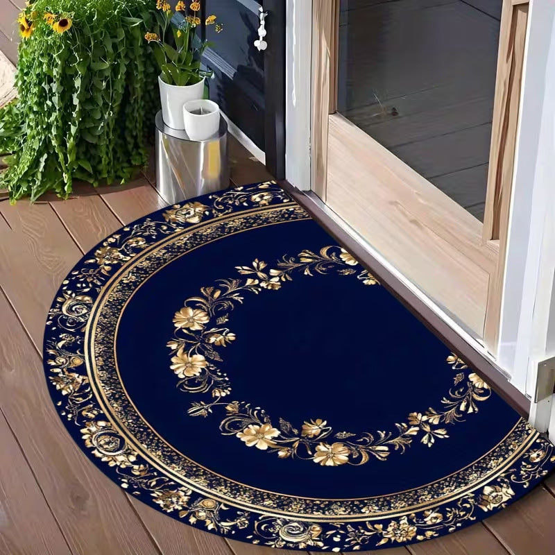 Crystal Velvet Semi-Circular Anti-Fouling Floor Mat - Multiple Sizes & Styles