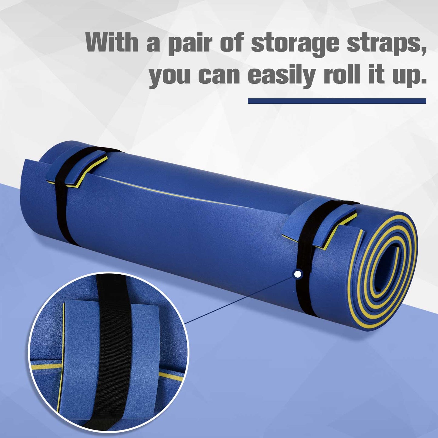 Roll-Up Pool Float Mat - Blue Water Pad for Lakes & Oceans