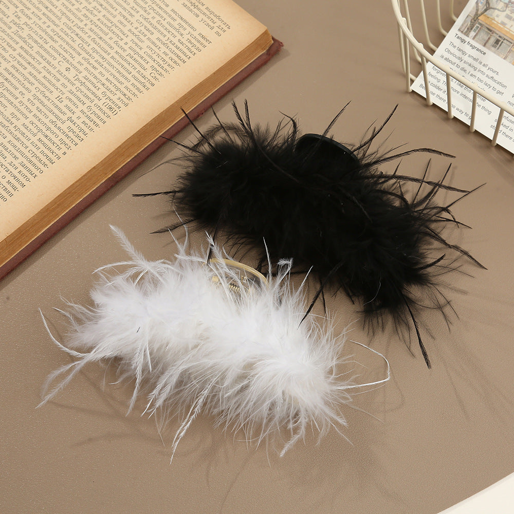 Ostrich Feather Grab Clip Hair Clip Microfiber