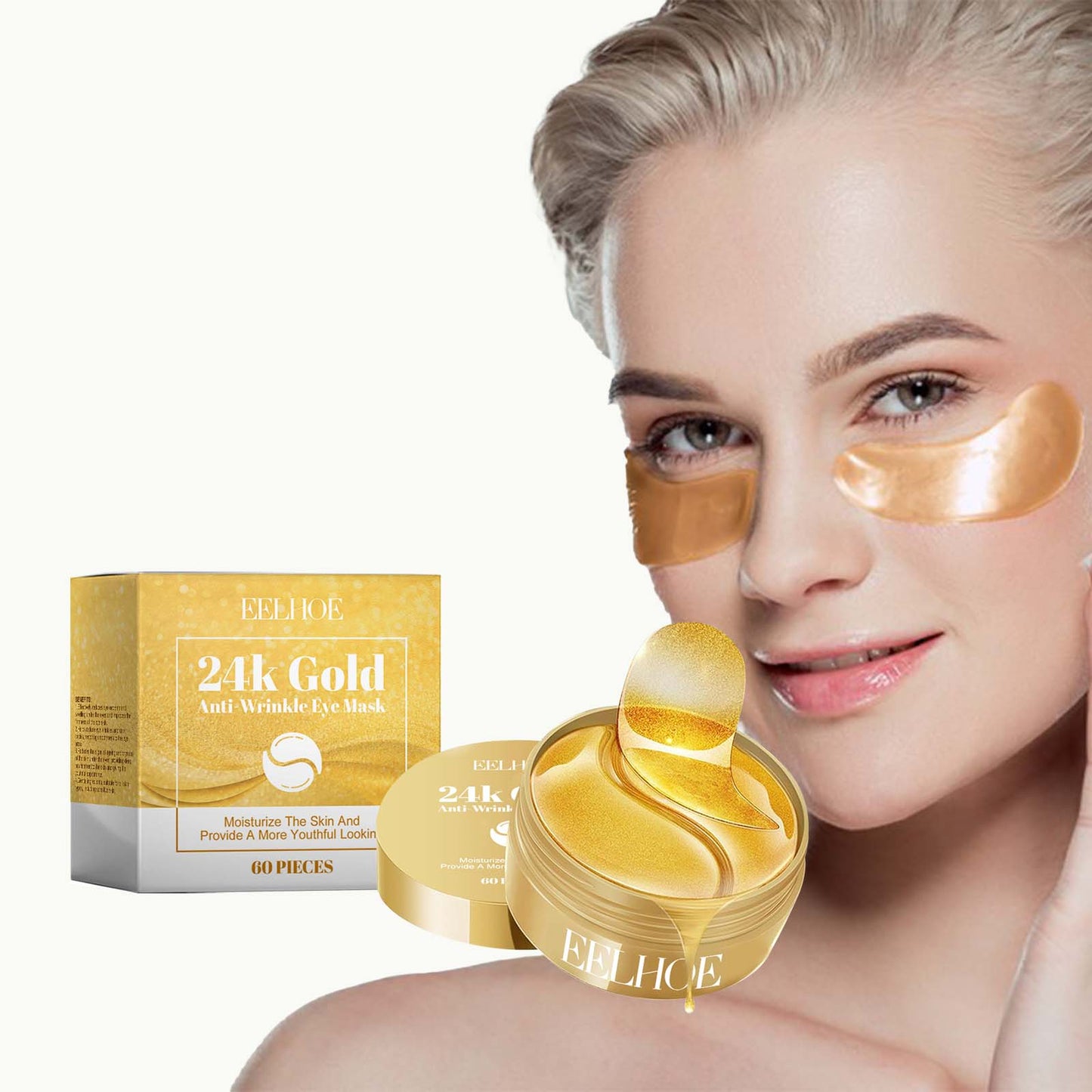 24K Gold Eye Mask Pack - Moisturizing Anti-Aging Eye Care 60pcs