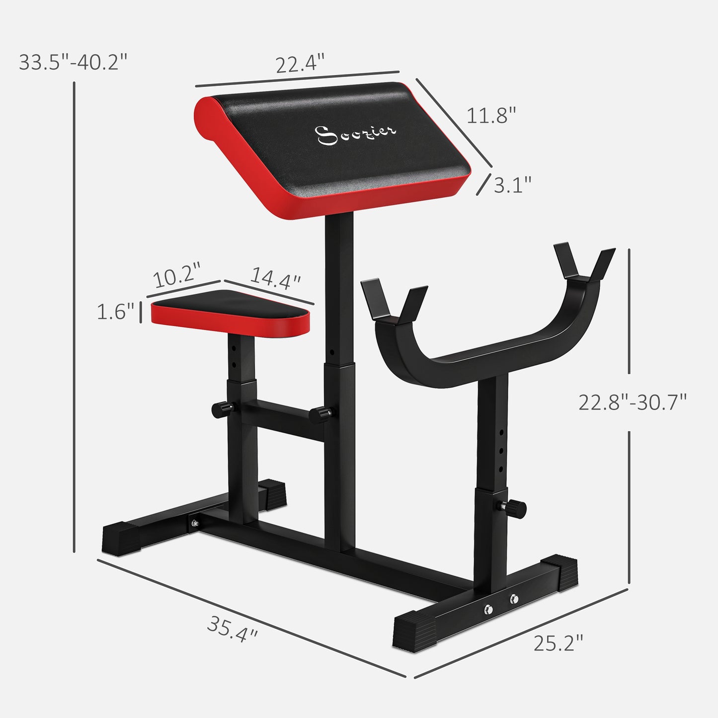 Adjustable Preacher Curl Bench for Strength Training - Black
