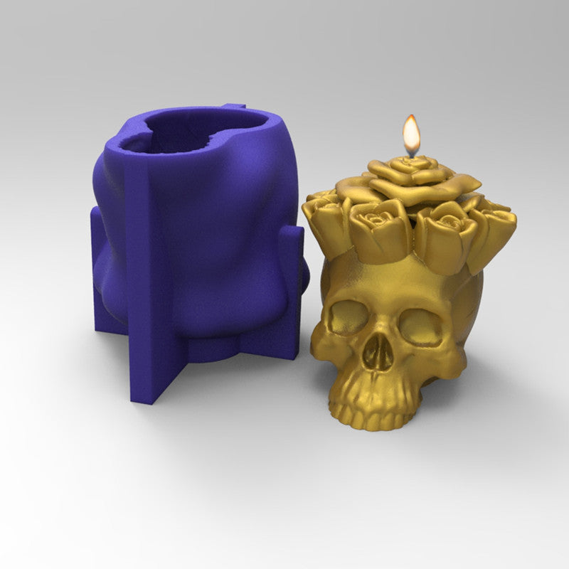 Blue Rose Skull Silicone Mold for Crafts and Decorations