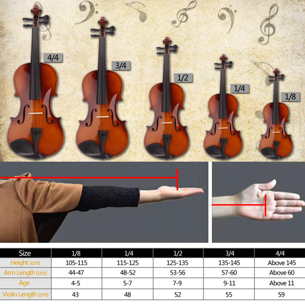 Natural Solid Wood Violin Set with Case, Bow & Rosin