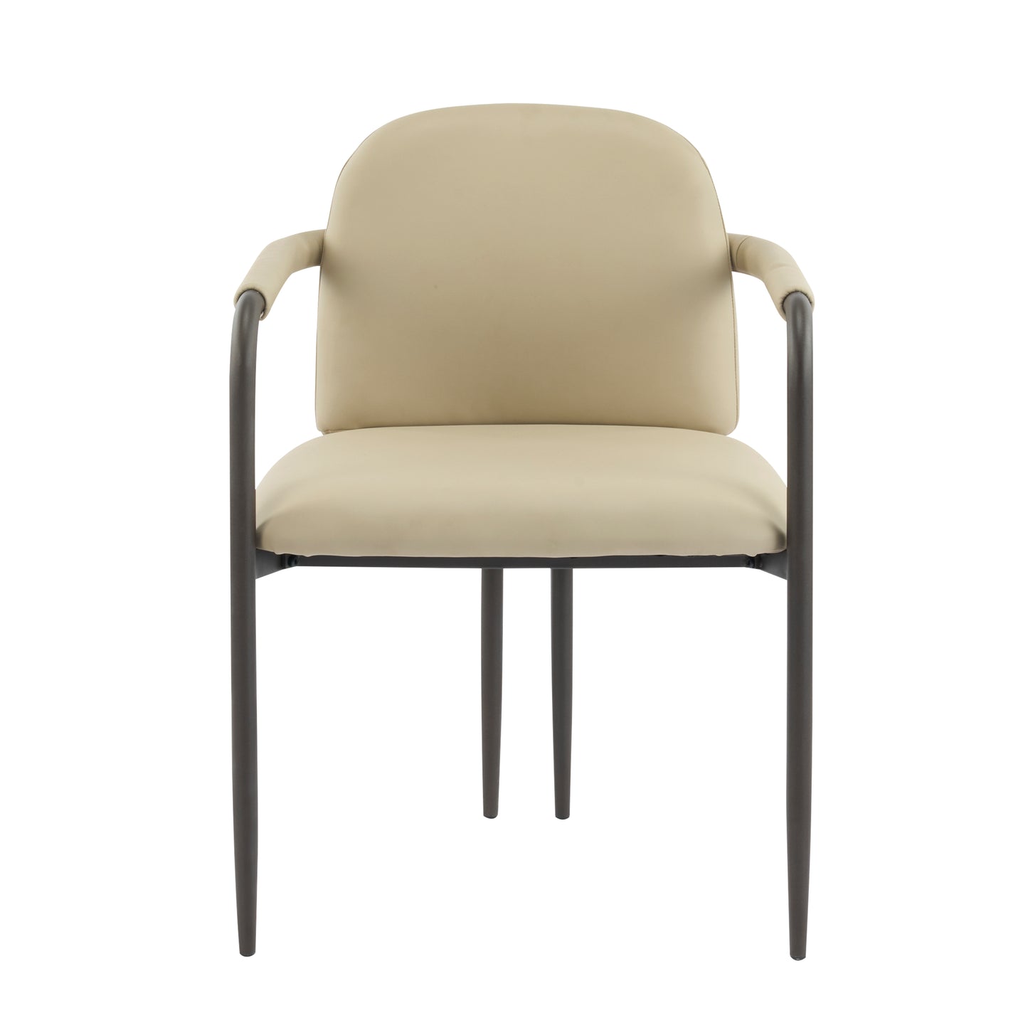 Set of 2 Dining Chairs with Iron Frame - Espresso & Khaki