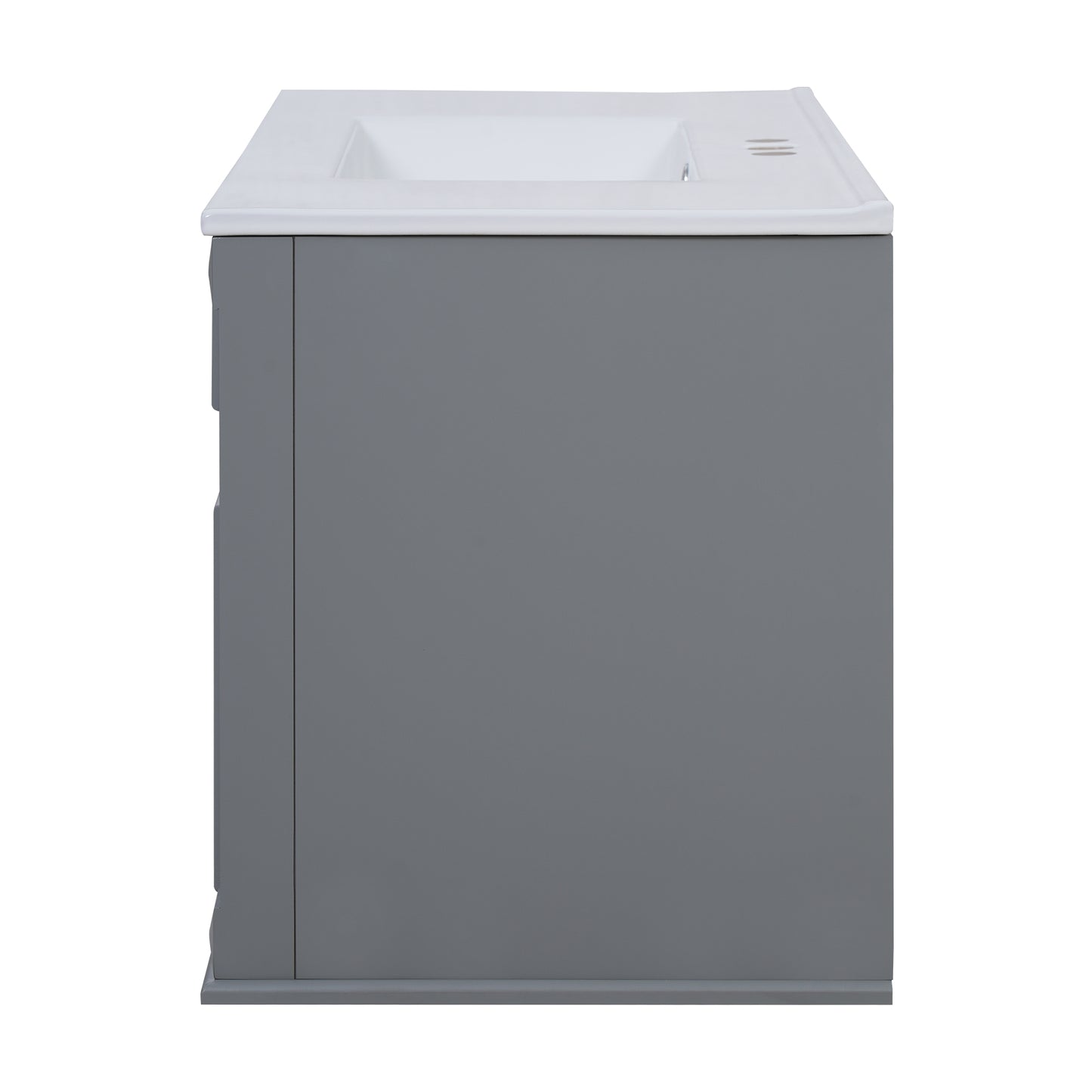 36-Inch Wall-Mounted Bathroom Vanity with Ceramic Sink - Gray