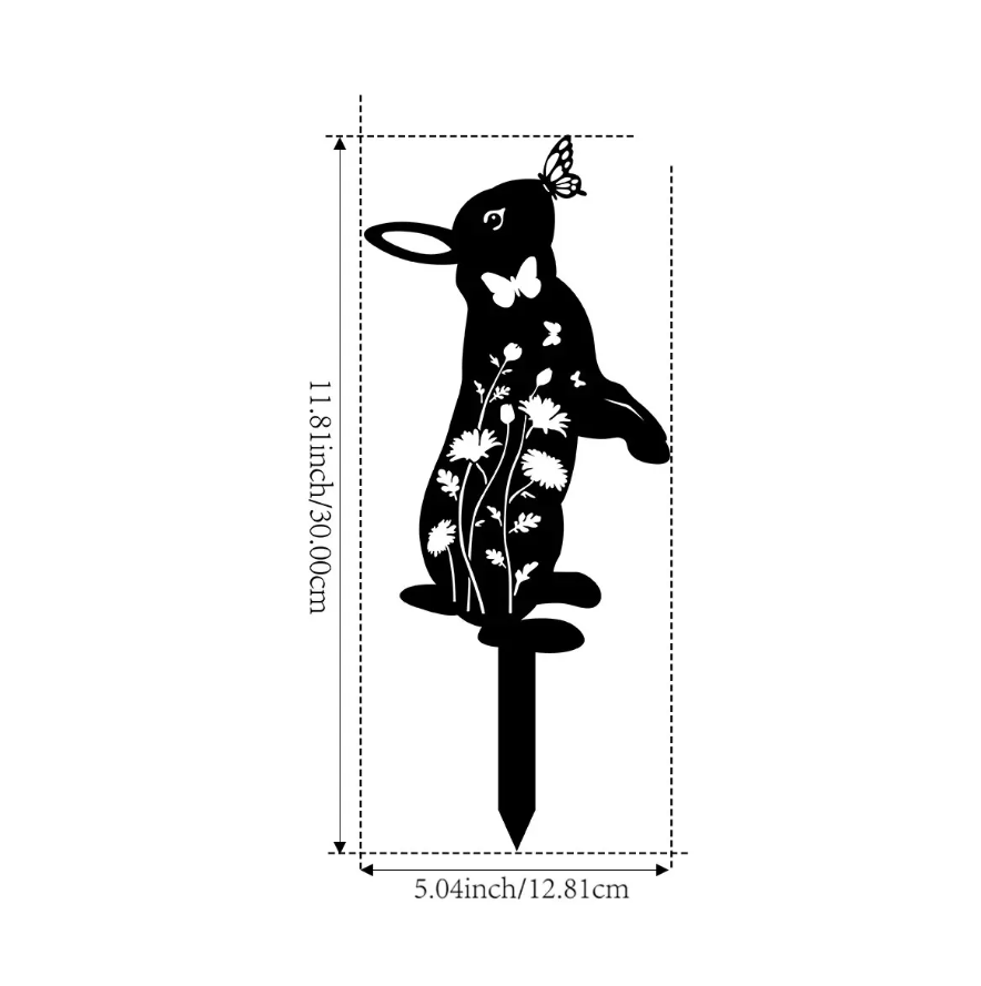 Metal Rabbit Garden Stake & Wall Sculpture - Outdoor Yard Art for Patio
