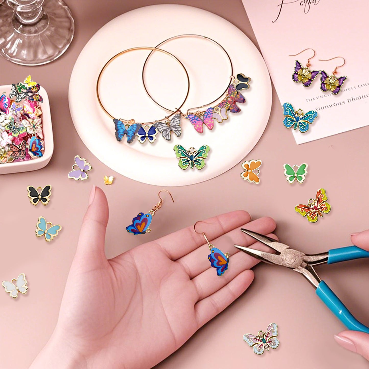 126 Multi-Color Butterfly Charms for Jewelry Making