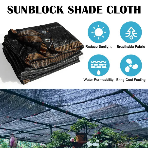 6ft x 8.5ft Heavyweight Black Sunshade Net - Snap-On Design