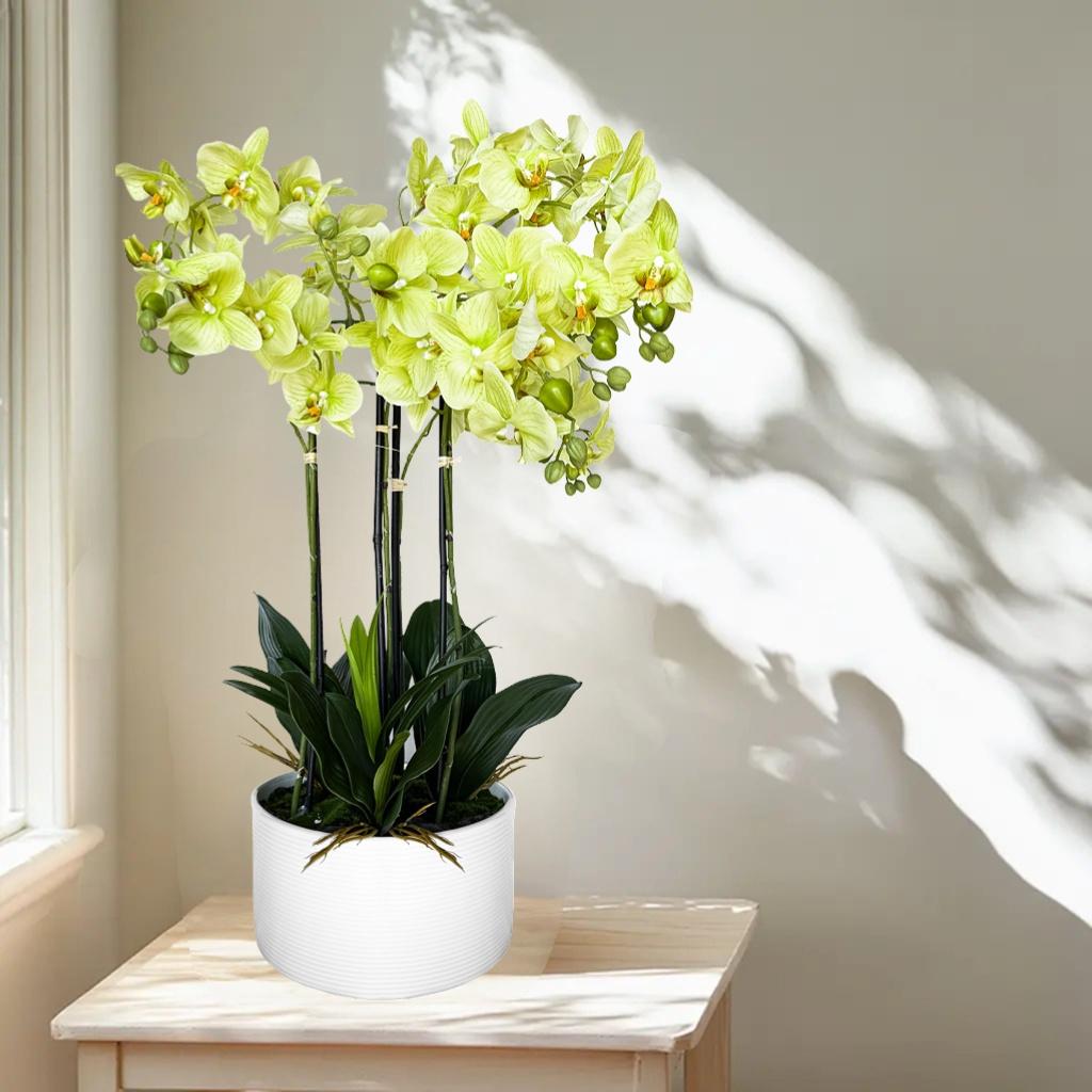 Artificial Orchid Arrangement - 4 Stems in Ceramic Pot