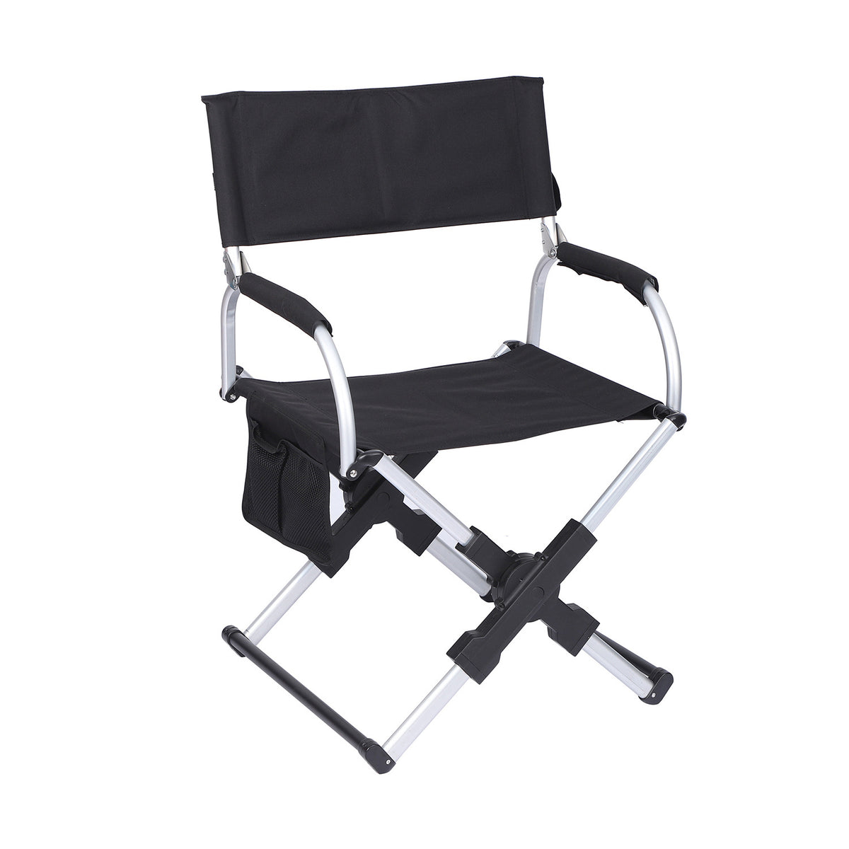 Outdoor Folding Camping Chair Aluminum Alloy Recliner Black