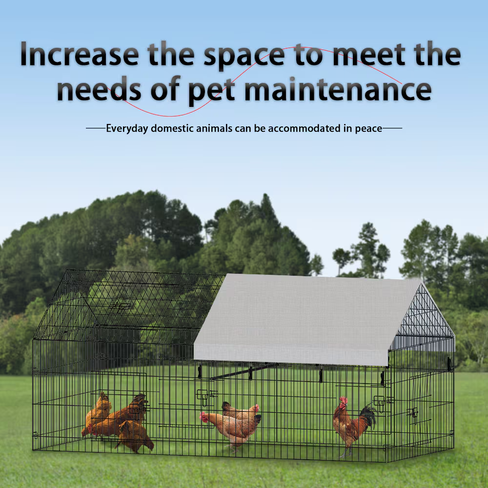 Pointed Wire Chicken Coop for Poultry Breeding - Black & Gray
