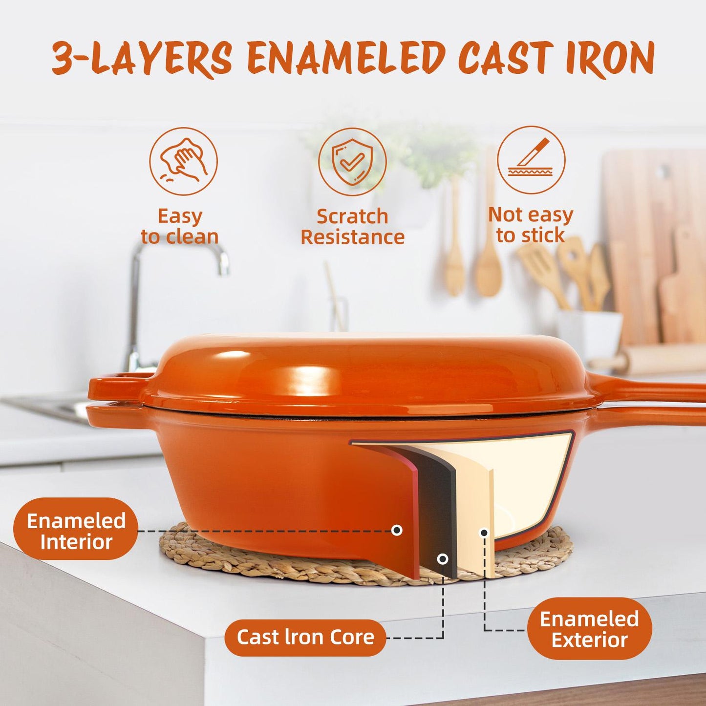 A Cast-iron Soup Pot With Lid Safe, Reliable, And Designed To