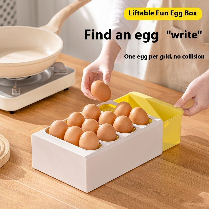 Kitchen Egg Storage Box with 12 Capacity, Plastic Drawer Organizer for Eggs