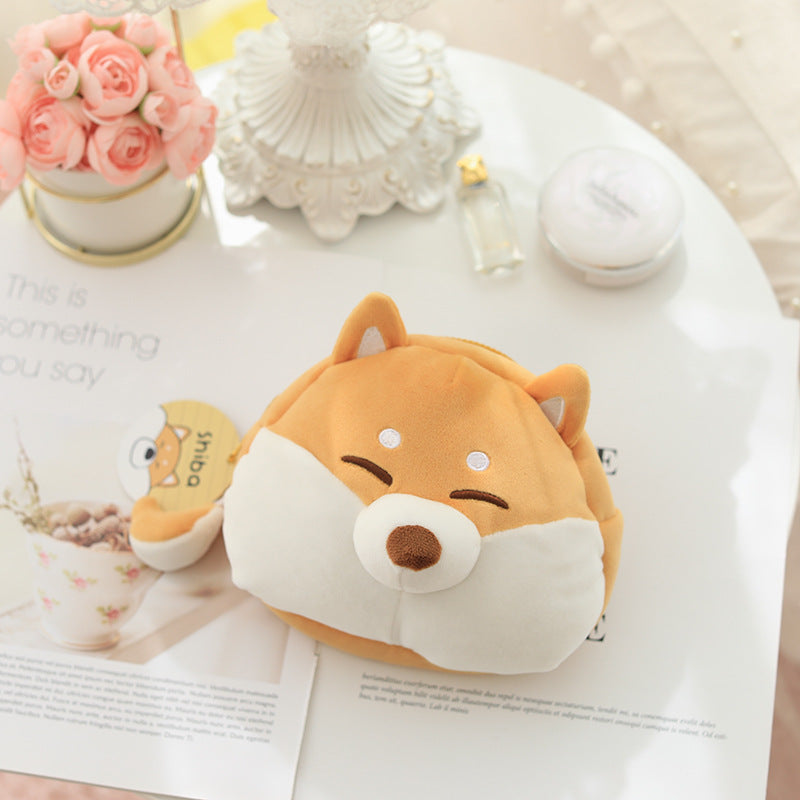 Cute Dog Pet Cosmetic Bag and Keychain Set - Shiba Inu Husky Dumpling Style