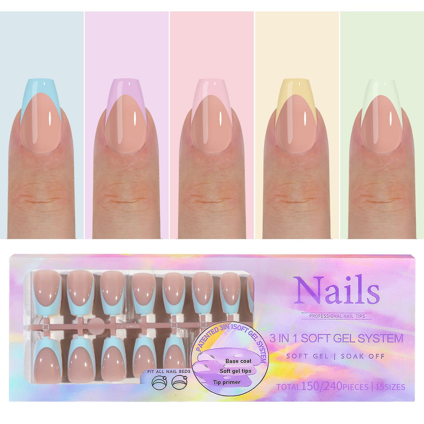 Manicure Nail Art & Wear Armor Set - French Seamless Detachable Tips