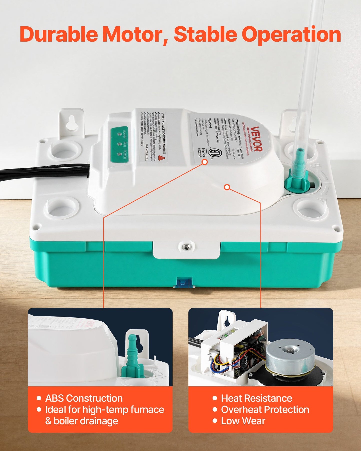 Automatic Condensate Pump 1/24 HP 110 GPH 24 ft Lift with Safety Switch & 20 ft Tubing