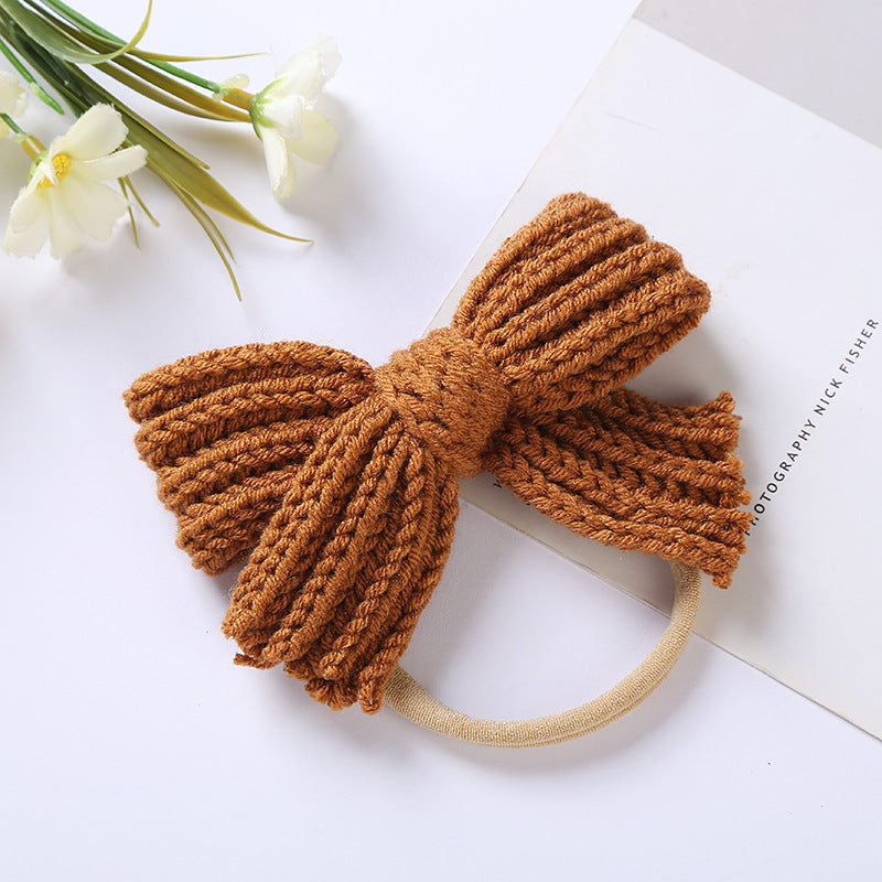 European and American Style Wool Bow Baby Hair Band - Assorted Colors, 10.5x7cm