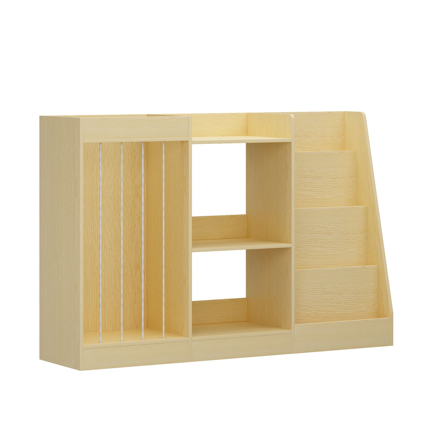 3-in-1 Kids Bookshelf and Toy Storage - Natural