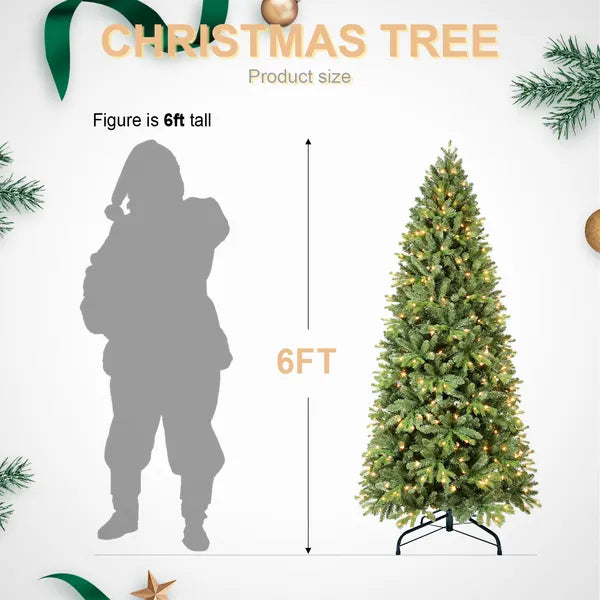Artificial 6ft Green Christmas Tree with 300 Warm White LEDs