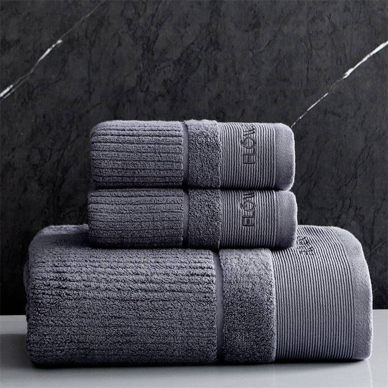 High-End Hotel Style Cotton Bath Towels Set - White, Green, Blue, Gray
