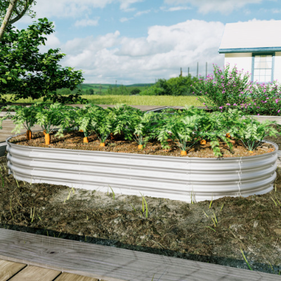 8x4ft Raised Garden Bed Kit - Galvanized Metal Planter for Outdoor Vegetables Flowers Herbs - Heavy Duty Rust-Resistant, Easy Assembly