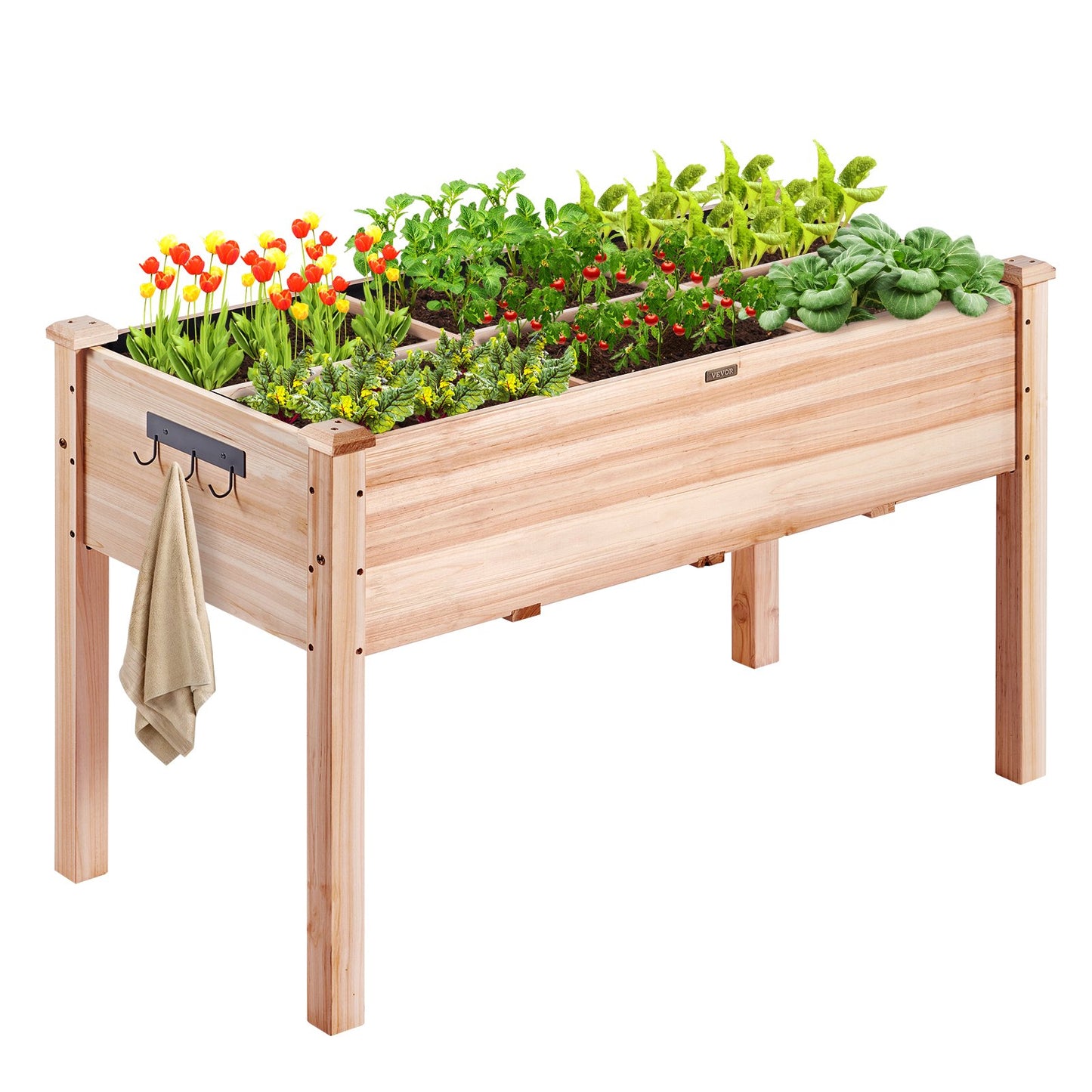 Wooden Raised Garden Bed Planter Box 47.2x22.8x30 Inches for Flowers Veggies Herbs - Natural