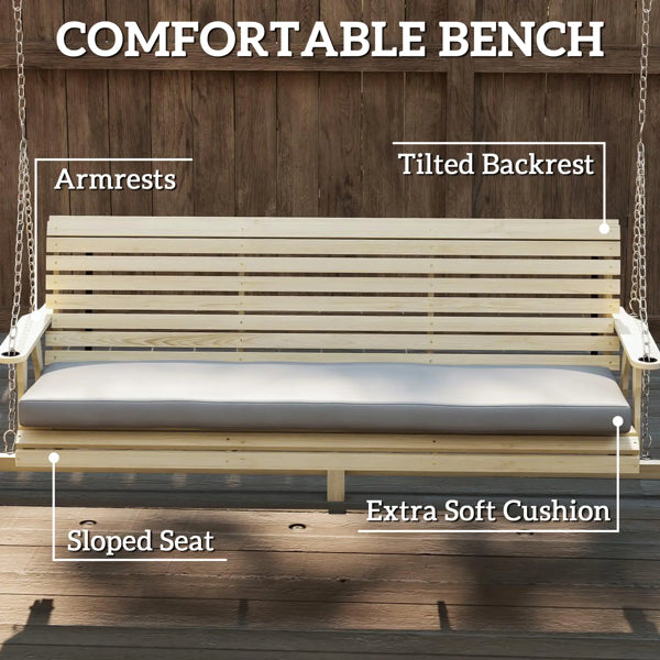 Ergonomic Outdoor Patio Swing Chair with Cushions & Shelves