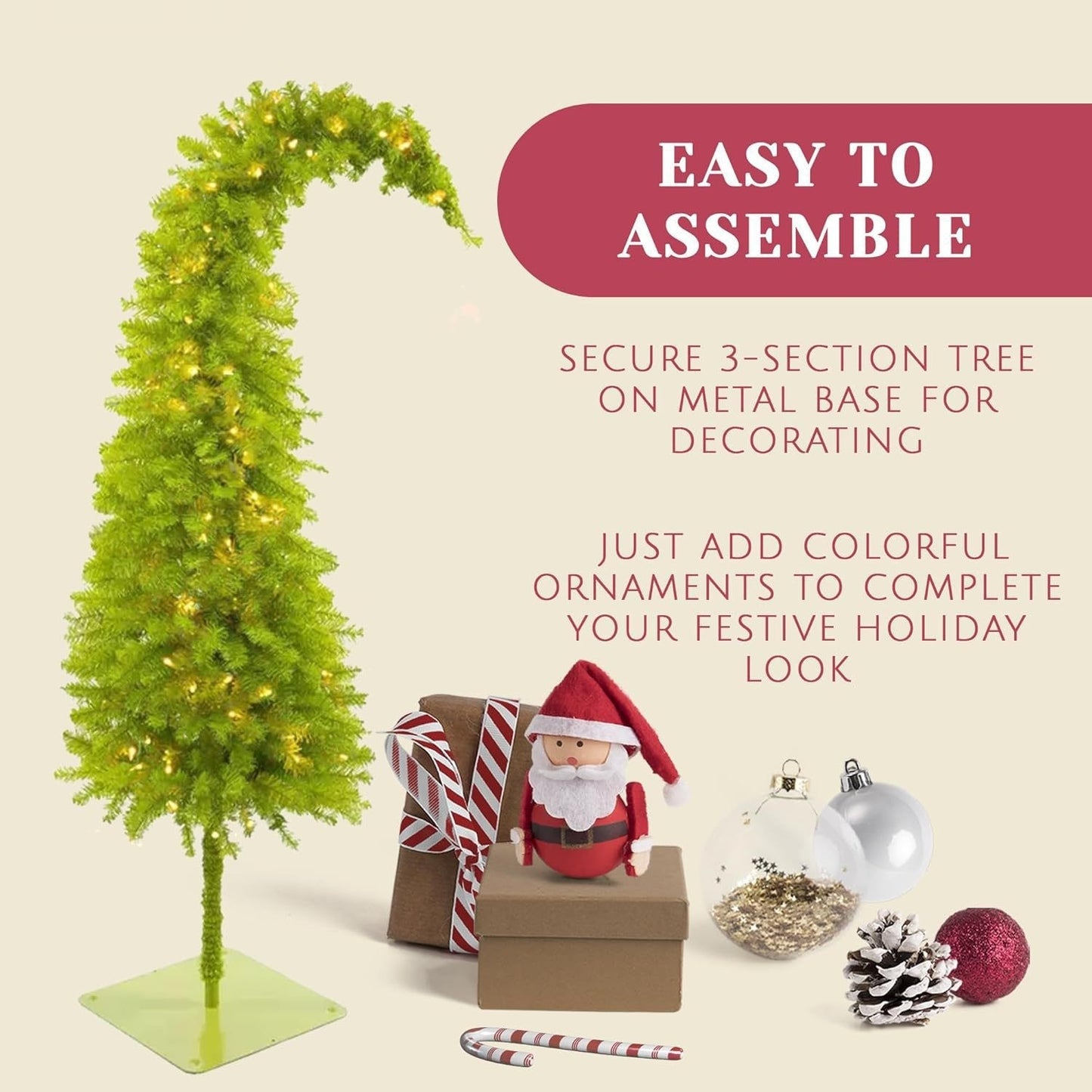 Crooked Head Christmas Tree Lamp - LED Festival Party Decor 1.5m-1.8m