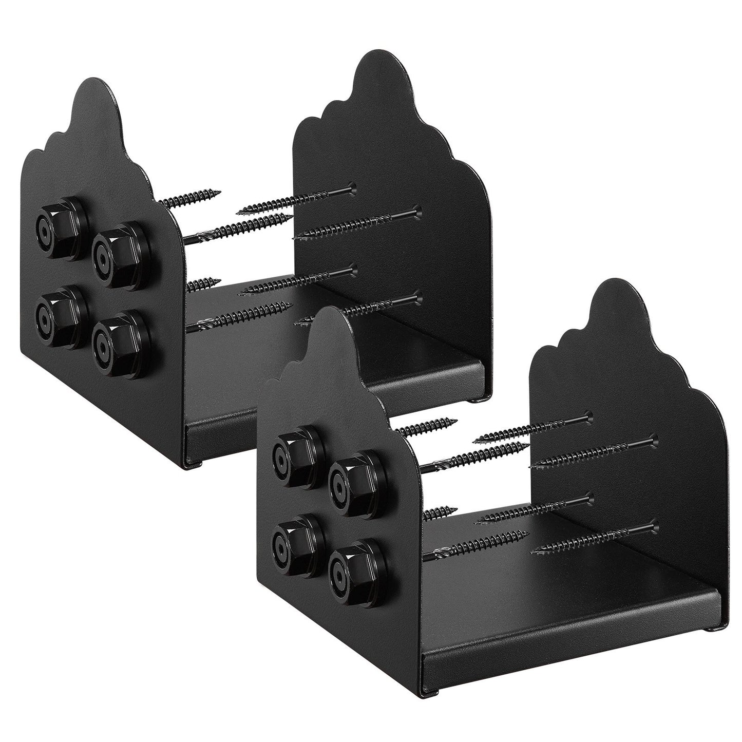 2 Pack 8x8 Post Base Brackets for Wooden Fence Posts, Black