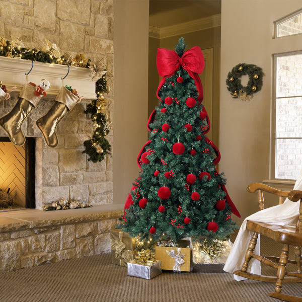 7.5 FT Artificial Christmas Tree with 300 LED Lights & Ornaments