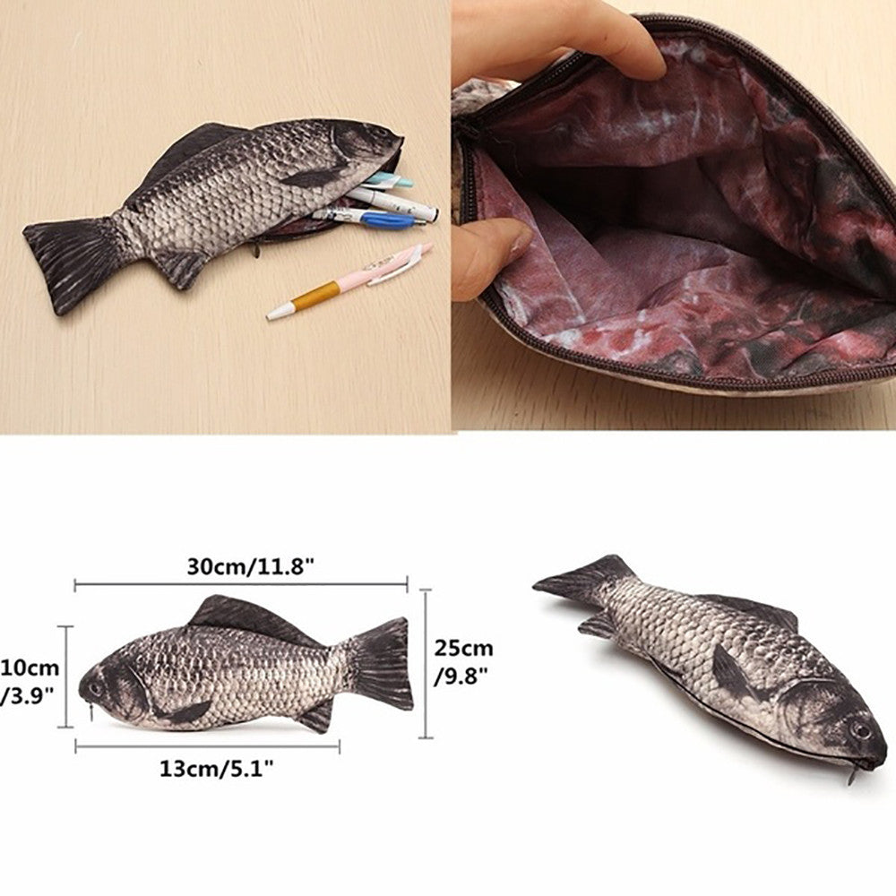 Large Capacity Fish-Shaped Cloth Pencil Case for Stationery Storage