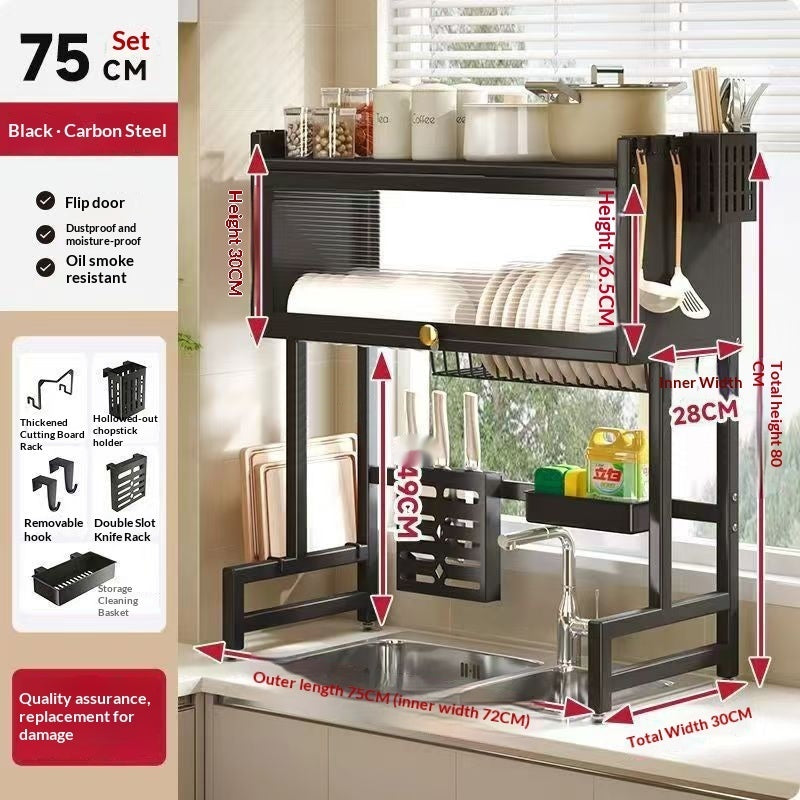 Kitchen Countertop Cabinet Shelf - Modern Steel Storage Organizer
