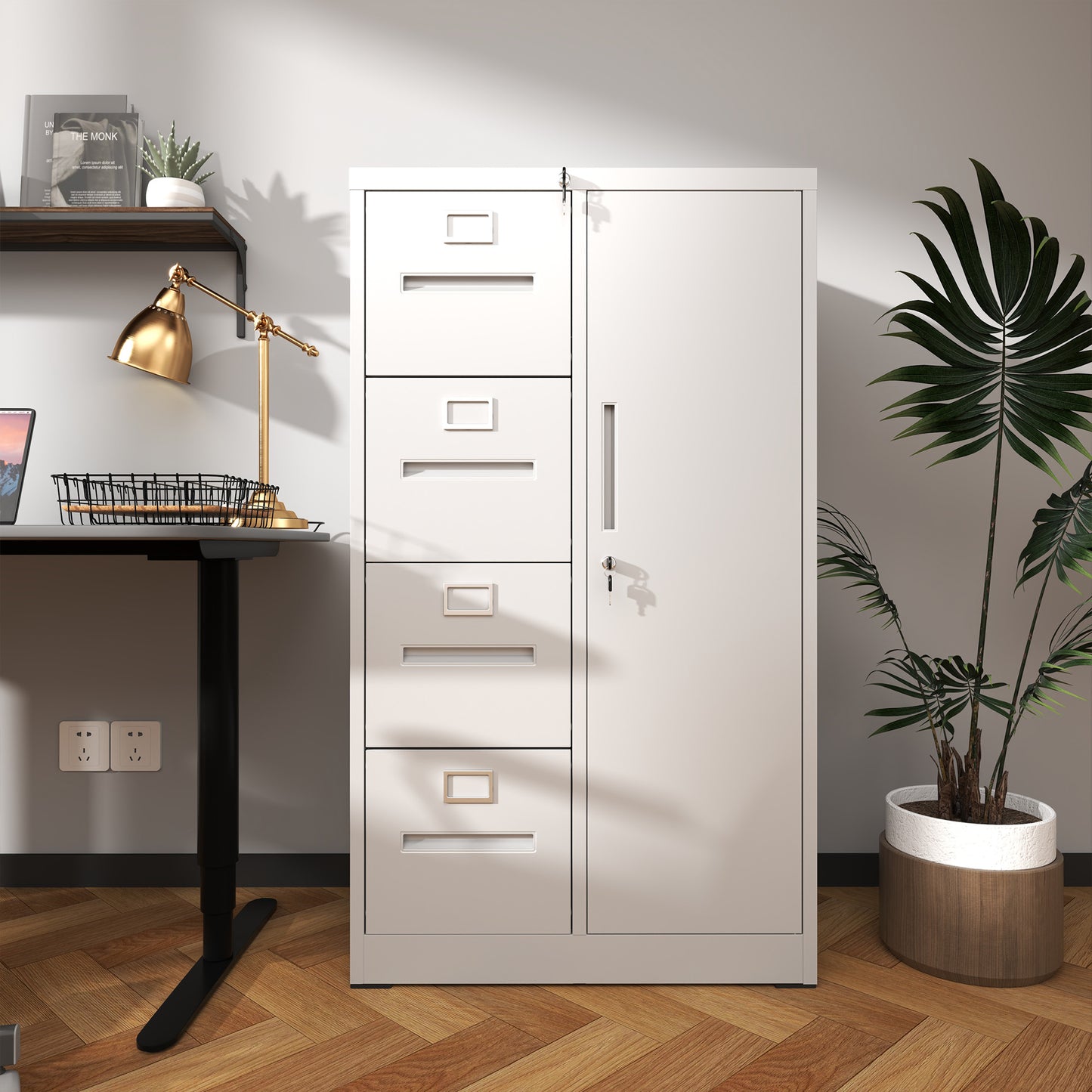 Metal Storage Vertical Filing Cabinet With Lock, Steel File Locker 4