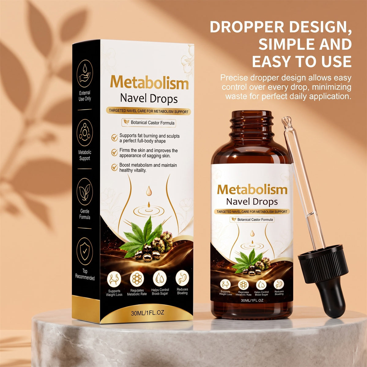 Body Oil Drops with Castor Oil & Sea Buckthorn - 30ml