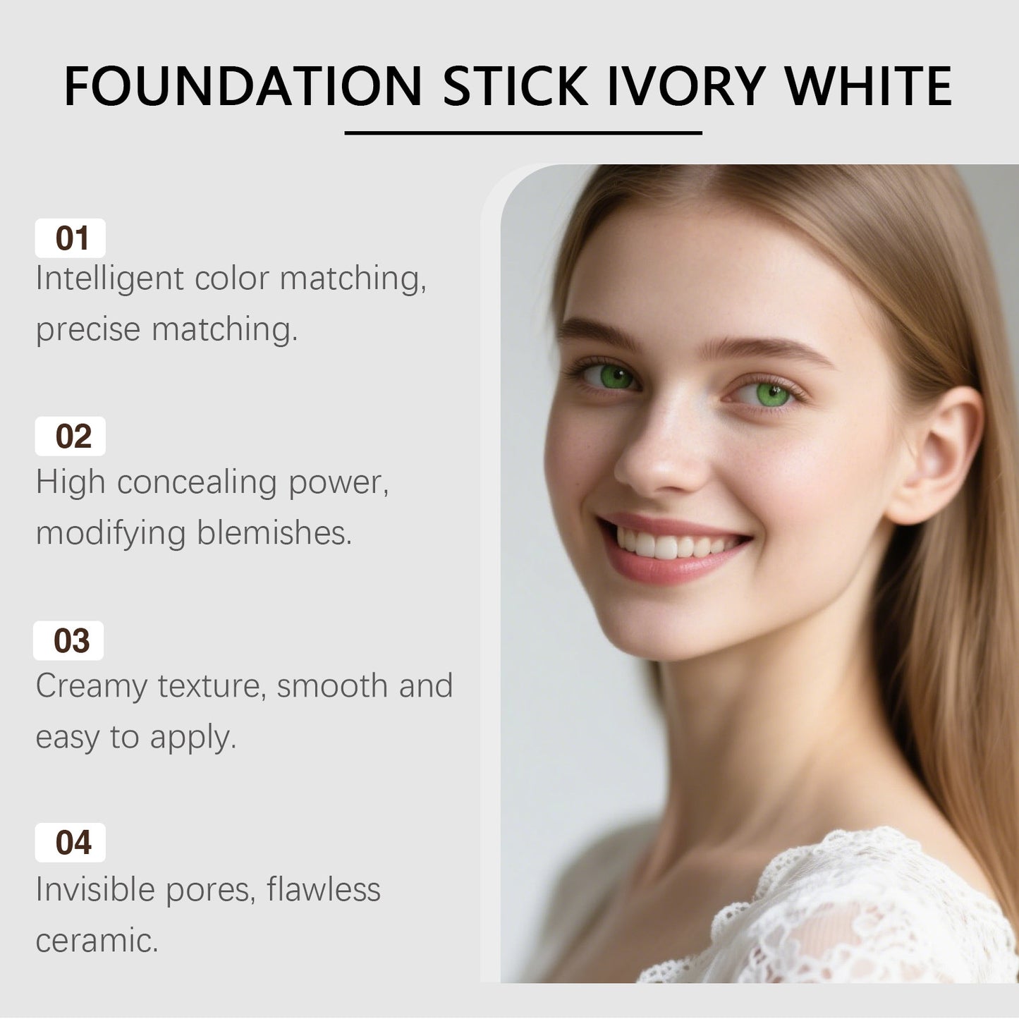 Non-Stick Powder Foundation Stick for External Use - Multiple Shades