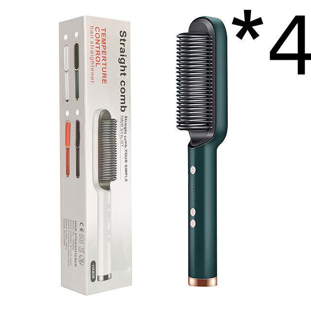2-in-1 Hair Straightener Curling Iron Hot Comb with Negative Ions - Multi-Functional Electric Hair Styling Brush